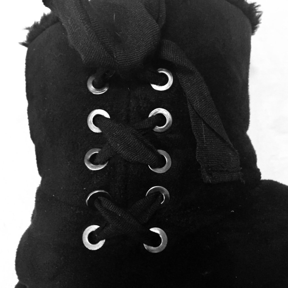 Steve Madden Black Boots-Black Lace Up Bows Soft